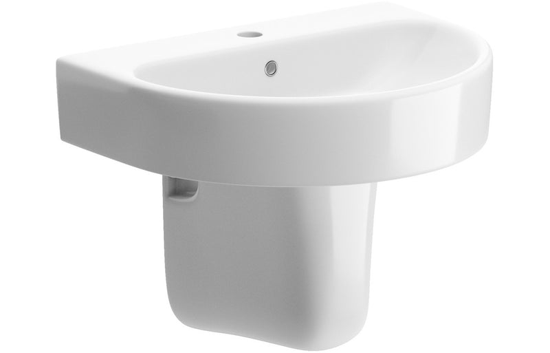Hadlow 555x430mm 1TH Basin & Semi Pedestal - KPSB1784