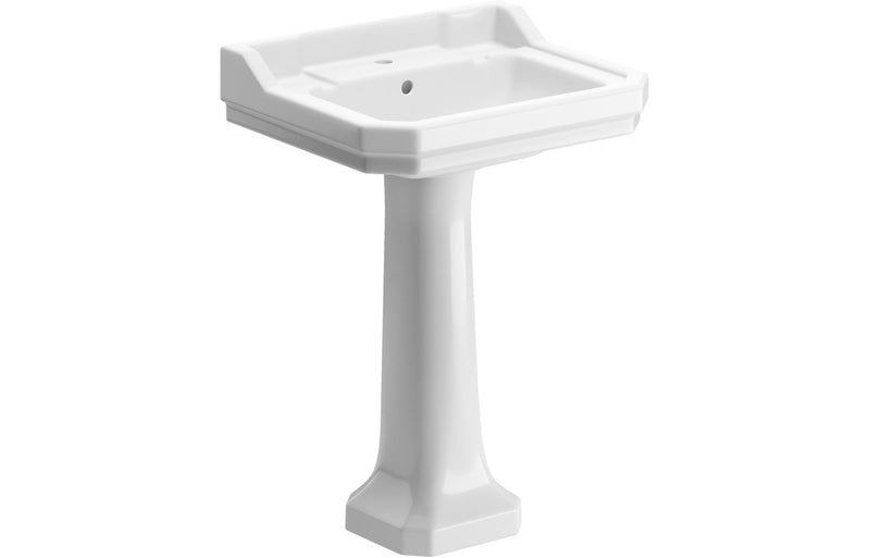 Rochester 600x500mm 1TH Basin & Full Pedestal - KPSB1819