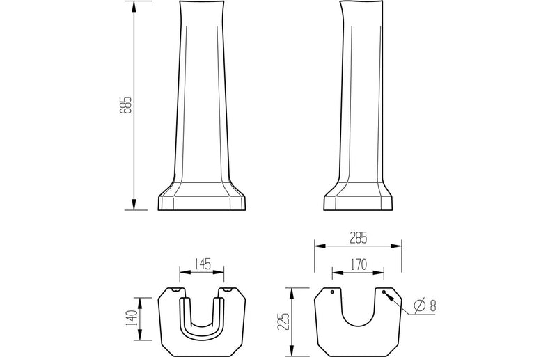 Rochester 600x500mm 1TH Basin & Full Pedestal - KPSB1819