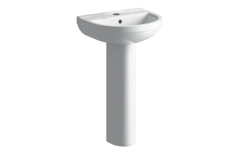 Rainham 500x390mm 1TH Basin & Full Pedestal - KPSB1822
