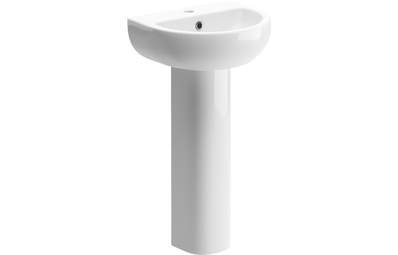 Adisham 450x400mm 1TH Basin & Full Pedestal - KPSB1826