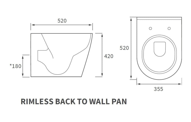 Hadlow Rimless Back To Wall WC & Soft Close Seat - KPSB1860