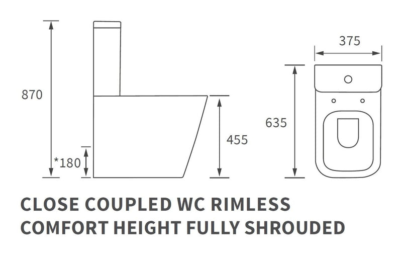 Herne Rimless Close Coupled Fully Shrouded Comfort Height WC & Soft Close Seat - KPSB1889