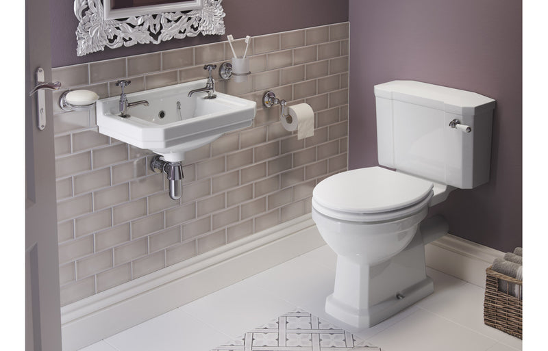 Rochester Close Coupled WC & Satin White Wood Effect Seat - KPSB1899