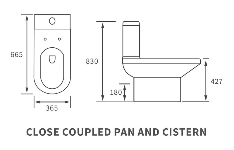 Rainham Rimless Close Coupled Open Back WC & Soft Close Seat - KPSB1914
