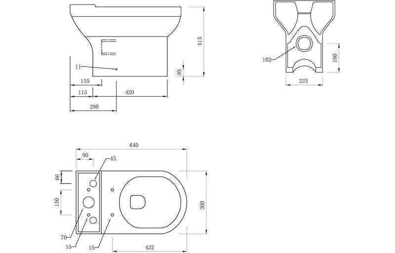 Rainham Rimless Close Coupled Open Back WC & Soft Close Seat - KPSB1914