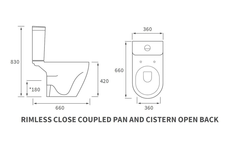 Hadlow Rimless Close Coupled Open Back WC & Soft Close Seat - KPSB1928