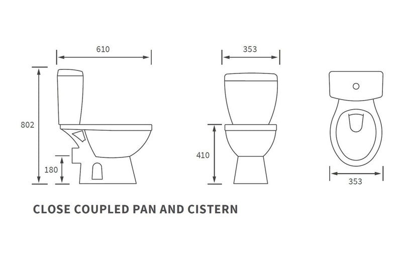 Adisham Close Coupled Open Back WC & Soft Close Seat - KPSB1930