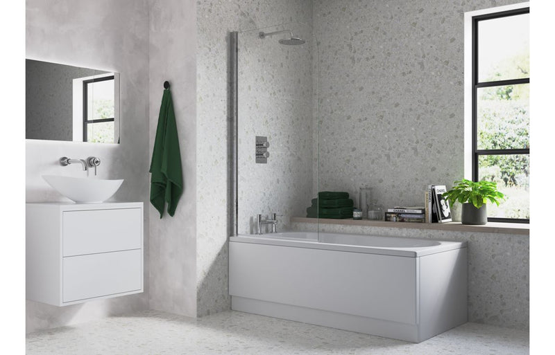 Single Curved Bath Screen - Chrome - KPSB3771