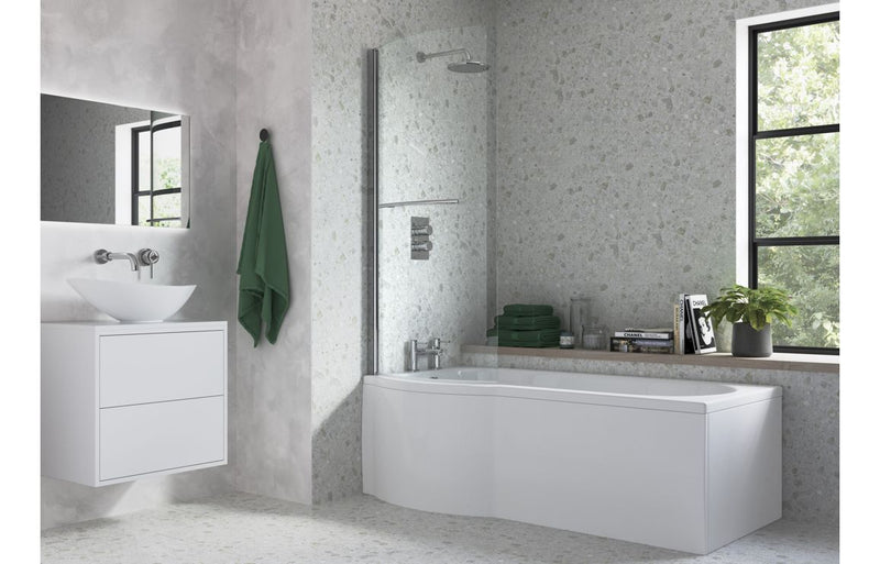 P Shape Bath Screen - Chrome - KPSB3776