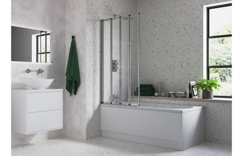 Framed Four Fold Bath Screen - Chrome - KPSB3777