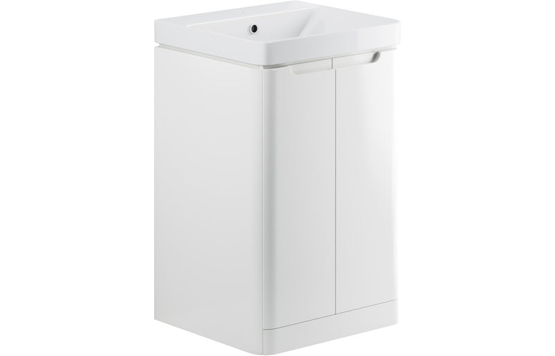 Clover 500mm 2 Door Floor Standing Cloakroom Basin Unit - White Gloss - KPSB96039