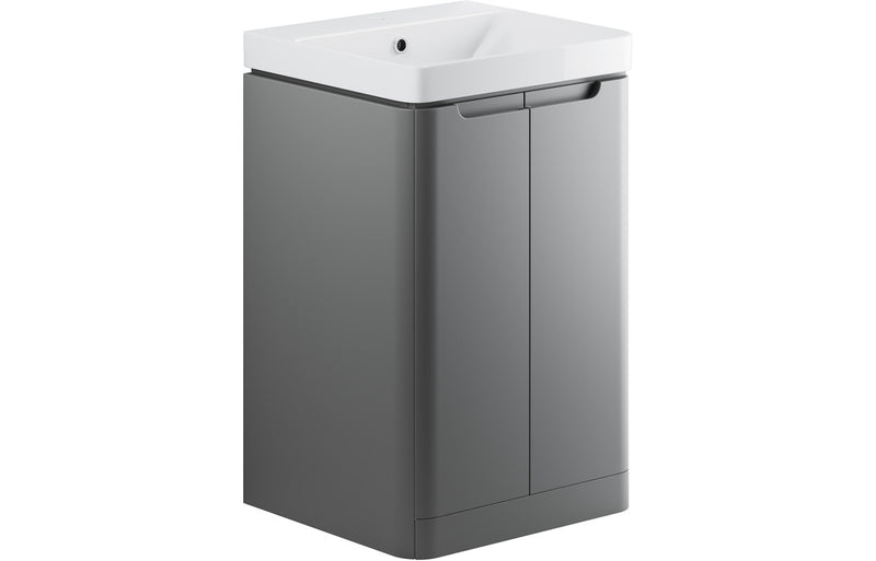 Clover 500mm 2 Door Floor Standing Cloakroom Basin Unit - Matt Grey - KPSB96040