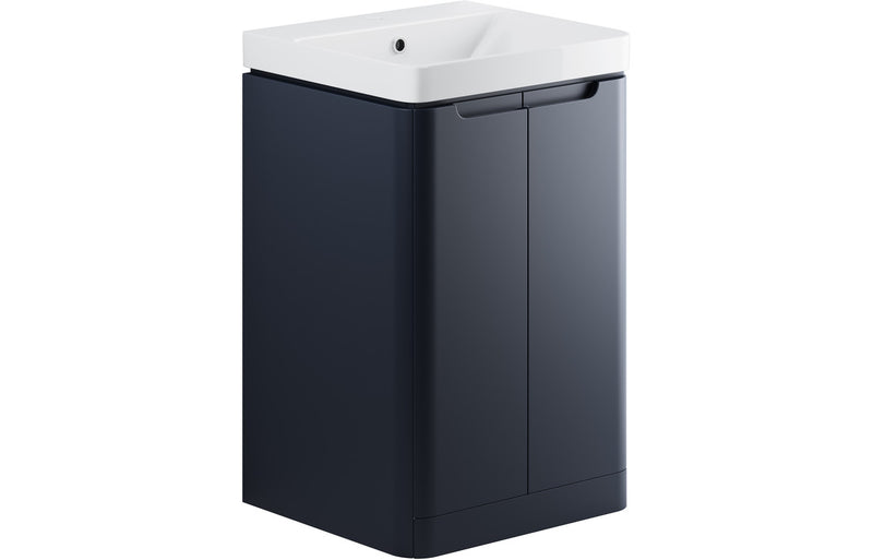 Clover 500mm 2 Door Floor Standing Cloakroom Basin Unit - Matt Indigo - KPSB96041