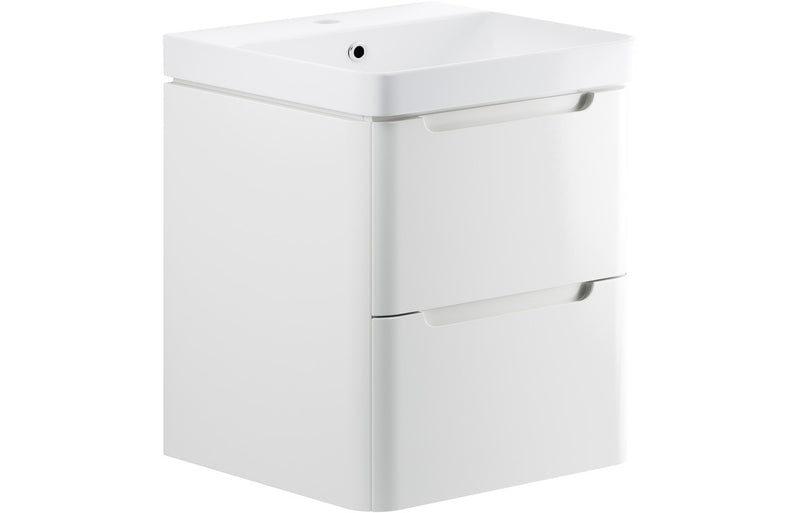 Clover 605mm 2 Drawer Wall Hung Basin Unit - White Gloss - KPSB96042