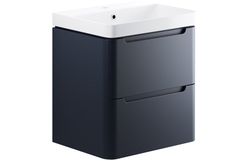 Clover 605mm 2 Drawer Wall Hung Basin Unit - Matt Indigo - KPSB96044