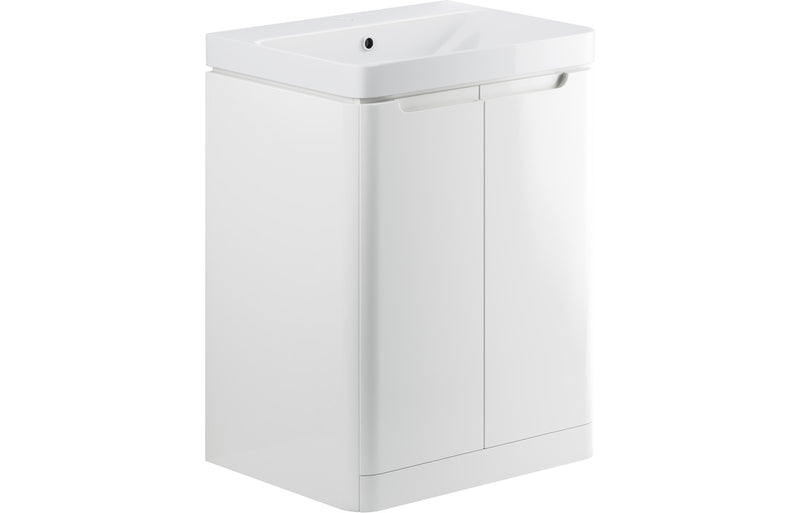 Clover 605mm 2 Door Floor Standing Basin Unit - White Gloss - KPSB96045