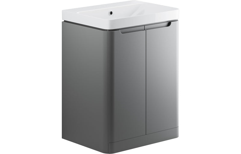 Clover 605mm 2 Door Floor Standing Basin Unit - Matt Grey - KPSB96046