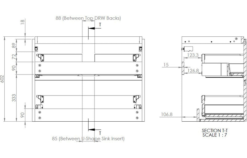 Clover 805mm 2 Drawer Wall Hung Basin Unit - White Gloss - KPSB96048