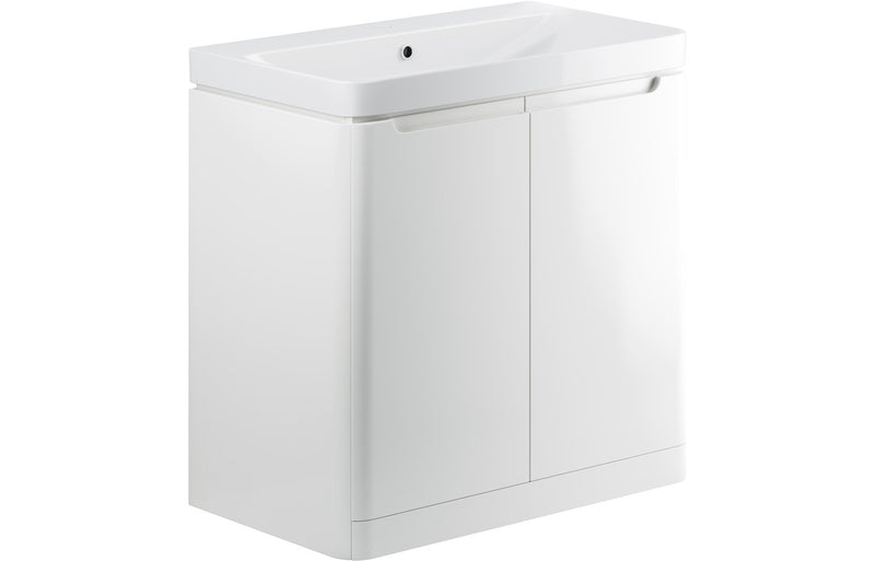 Clover 805mm 2 Door Floor Standing Basin Unit - White Gloss - KPSB96051