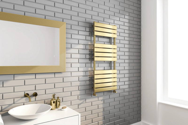Kartell Malibu 1200x500mm Heated Towel Rail Brushed Brass - MAL1200-500BB