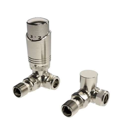 Kartell Corner Brushed Nickel Twin Pack TRV And Locksheild - NK-TRV101C