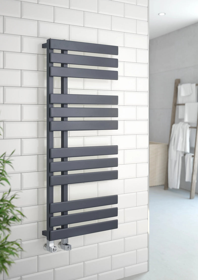 Kartell Oregon 500x1200mm Designer Heated Towel Rail Textured Grey- ORE500-1200A