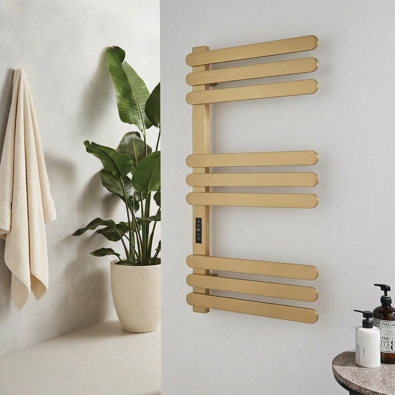 Kartell Selecta 800x500mm Smart Dry Electric Heated Towel Rail Brushed Brass - SEL800500BB