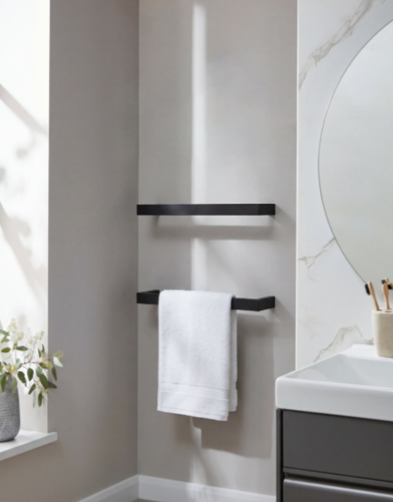 Kartell Singola 450mm Dry Electric Heated Towel Rail Black - SIN450BL