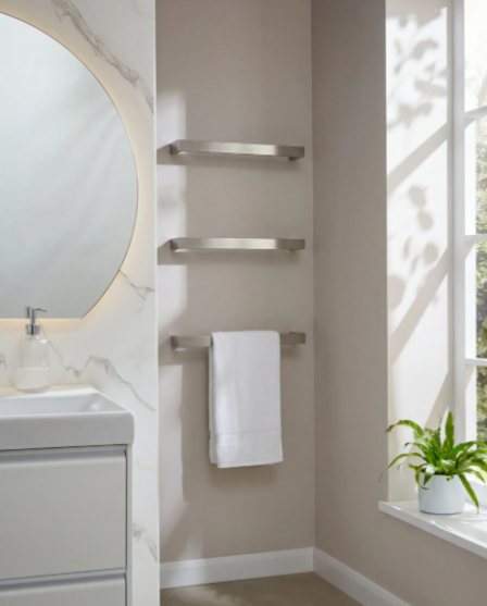 Kartell Singola 450mm Dry Electric Heated Towel Rail Brushed Nickel - SIN450BN