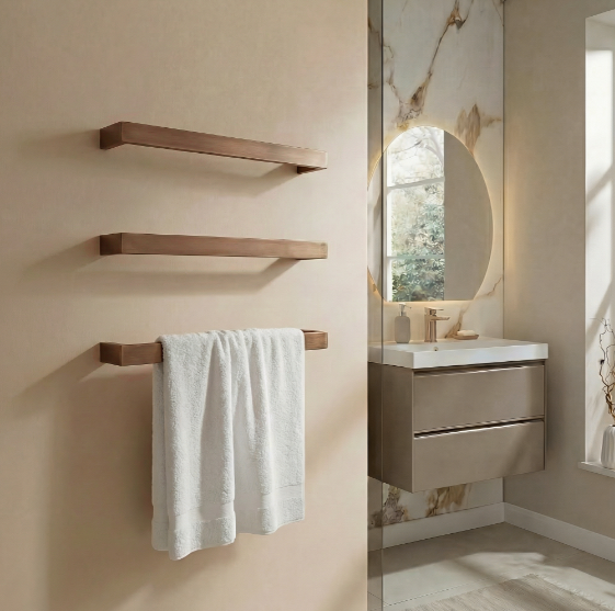 Kartell Singola 450mm Dry Electric Heated Towel Rail Brushed Bronze - SIN450BZ