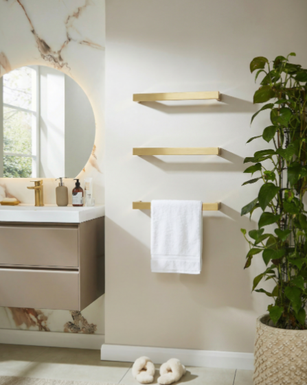 Kartell Singola 500mm Dry Electric Heated Towel Rail Brushed Brass - SIN500BB