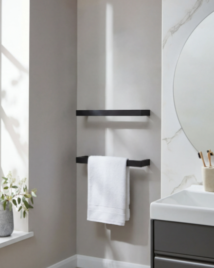 Kartell Singola 500mm Dry Electric Heated Towel Rail Black - SIN500BL