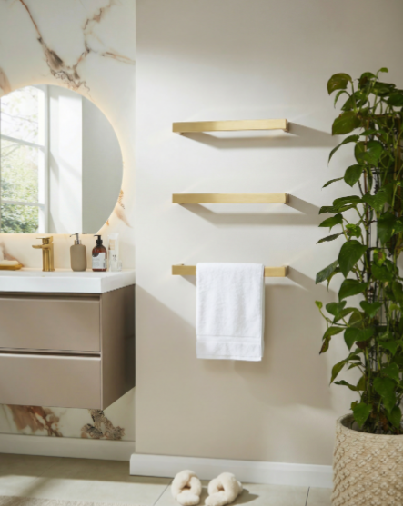 Kartell Singola 600mm Dry Electric Heated Towel Rail Brushed Brass - SIN600BB