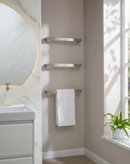 Kartell Singola 600mm Dry Electric Heated Towel Rail Brushed Nickel - SIN600BN