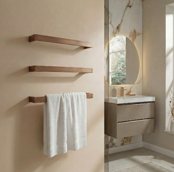 Kartell Singola 600mm Dry Electric Heated Towel Rail Brushed Bronze - SIN600BZ