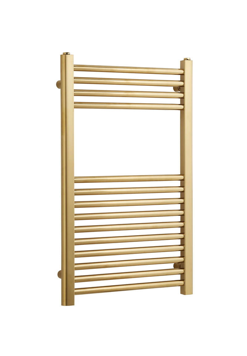 Kartell 22mm Straight 500x800mm Heated Towel Rail Brushed Brass - STR508BRASS