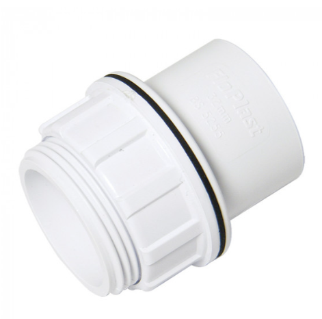 FloPlast WS61W ABS Solvent Waste 40mm Tank Connector - White