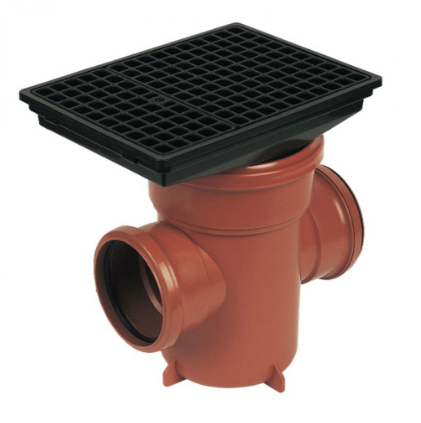 FloPlast D530 110mm Back Inlet Bottle Gully With Rectangle Grid