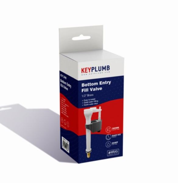 KeyPlumb Fixed Height Bottom Entry Fill Valve 1/2" Brass Tail KPBEFV