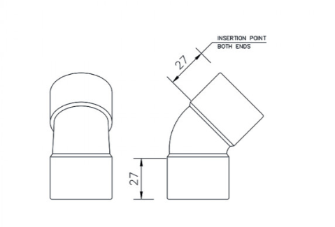 FloPlast WS18B ABS Solvent Waste 32mm 45° Obtuse Elbow - Black