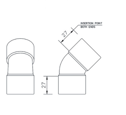 FloPlast WS18W ABS Solvent Waste 32mm 45° Obtuse Elbow - White