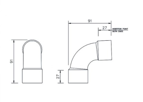FloPlast WS14B ABS Solvent Waste 32mm 92.5° Swept Bend - Black