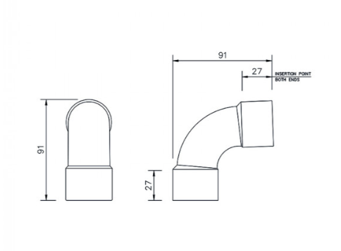 FloPlast WS14W ABS Solvent Waste 32mm 92.5° Swept Bend - White