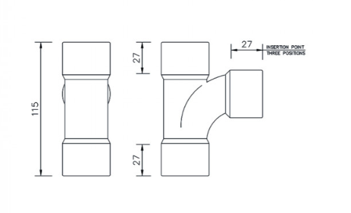 FloPlast WS22B ABS Solvent Waste 32mm Tee - Black