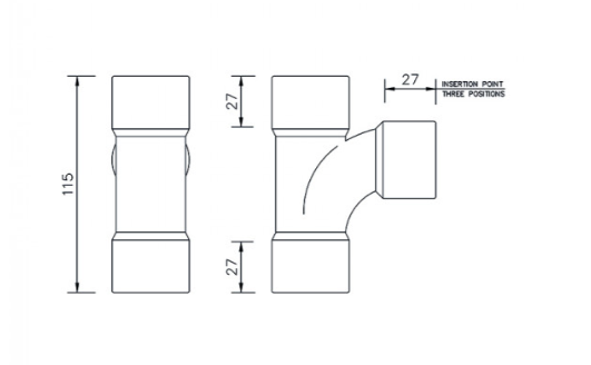 FloPlast WS22W ABS Solvent Waste 32mm Tee - White