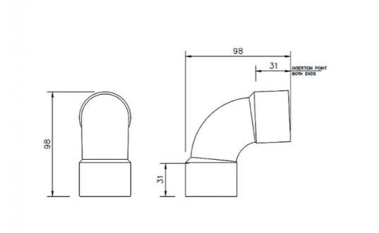 FloPlast WS15W ABS Solvent Waste 40mm 92.5° Swept Bend - White