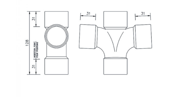 FloPlast WS58W ABS Solvent Waste 40mm Cross Branch Tee - White