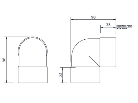 FloPlast WS12B ABS Solvent Waste 50mm 90° Elbow - Black