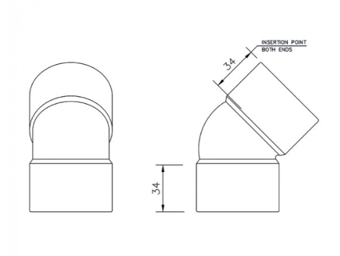 FloPlast WS20B ABS Solvent Waste 50mm 45° Obtuse Elbow - Black